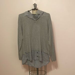 Women’s Sweater Gray/Black/White Sz Large Adrianna Papell